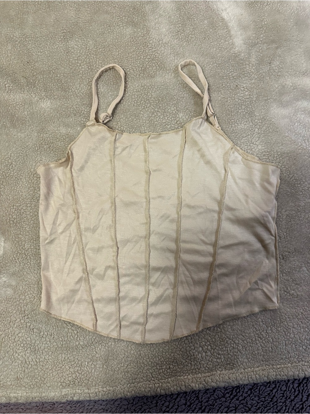 Women's Beige Satin Bustier Tank Top